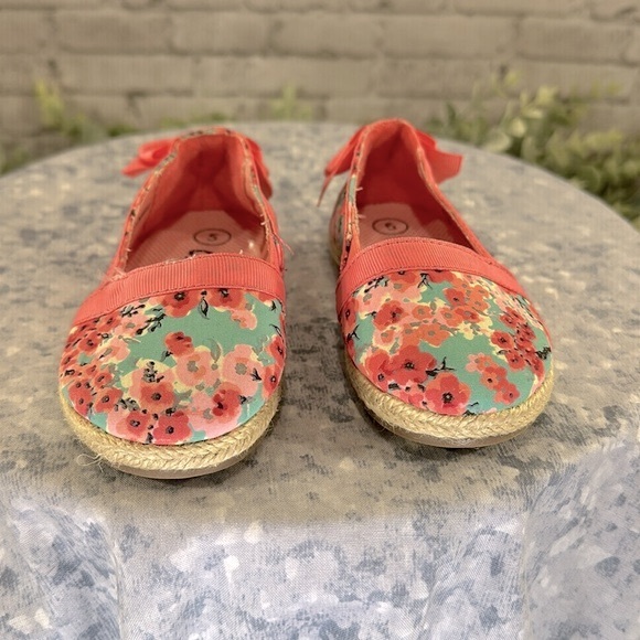Circo Pink & Blue Floral Espadrille A-Line Bow Flats - Toddler Girls 5 💖NWOT💖 - Picture 2 of 8
